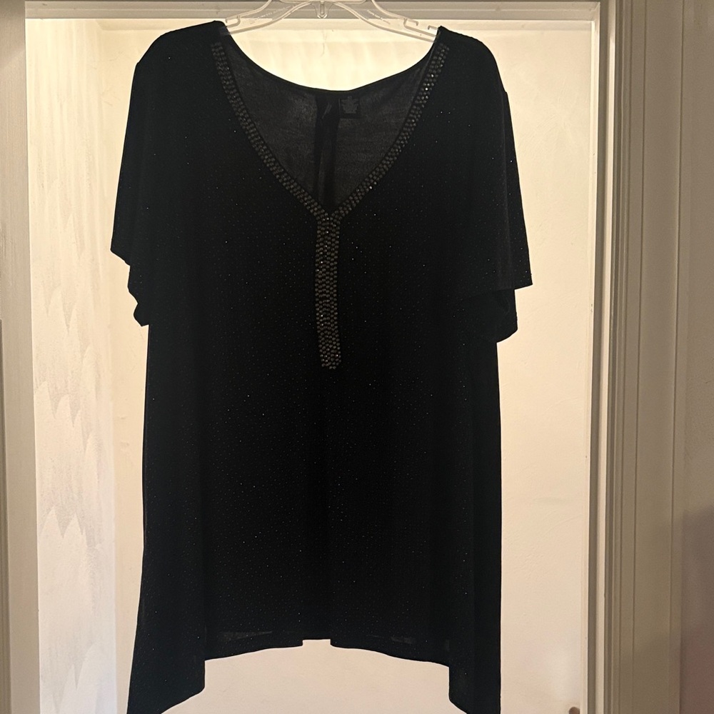New Directions Black Tee with Gold Detailing